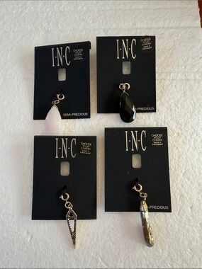 Semiprecious charms Black, Pink, and Gold Charm   Set of 4